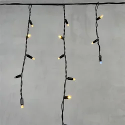 Гирлянда Бахрома с Колпачком 3,1 x 0,5 м Тепло-Белая с Мерцанием Белого Диода 220В, 120 LED, Провод Черный ПВХ, IP65