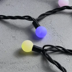 Гирлянда «Шарики» 10м RGB 220B, Диаметр Шарика 23мм, 100 LED, Провод Черный Каучук, IP65