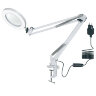 TLD-568 White-LED-300Lm-2700-5500K-Dimmer-X5 Светильник настольный c увеличительным стеклом, 5-ти кратное увеличение, 8W, Механический выключатель на шнуре, Белый. - фото 2