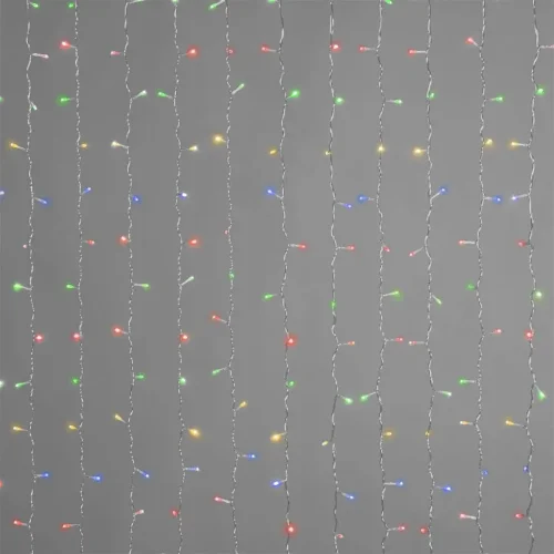 Гирлянда Занавес 2 x 3 м Разноцветный 220В, 600 LED, Провод Прозрачный ПВХ, IP54. Фото 4.