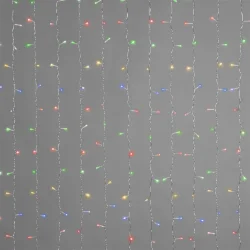 Гирлянда Занавес 2 x 3 м Разноцветный 220В, 600 LED, Провод Прозрачный ПВХ, IP54