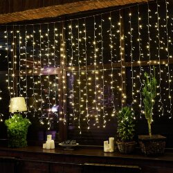 ULD-C3020-384-DTA-RC WARM WHITE IP44 Занавес светодиодный, 3х2м, 384 светодиода, Теплый белый свет, Провод прозрачный, Пульт ДУ в-к, TM Uniel