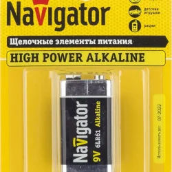 Элемент питания алкалиновый 'крона' 6LR61 94 756 NBT-NE-6LR61-BP1 (блист.1шт) Navigator 94756