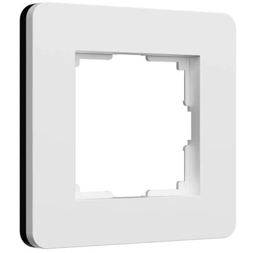 Рамка из поликарбоната на 1 пост Split белый/черный, soft-touch W0013068 - фото