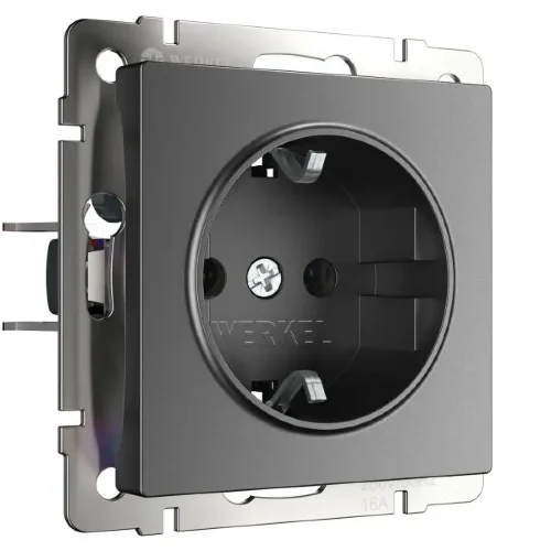 Розетка с заземлением (графит матовый) W1171064 - фото
