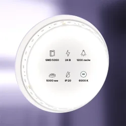 Светодиодная лента 24В 5050 14,4Вт/м 6000K 5м IP20 (Белый) 10170