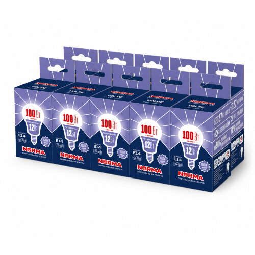 LED-G60-12W-6500K-E14-FR-NR SET10 Лампа светодиодная, Форма шар, матовая, Серия Norma, Дневной белый свет 6500K, Упаковка 10 штук - фото 1