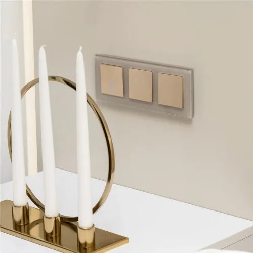 Выключатель одноклавишный проходной с подсветкой (шампань рифленый) W1112110 - фото 4