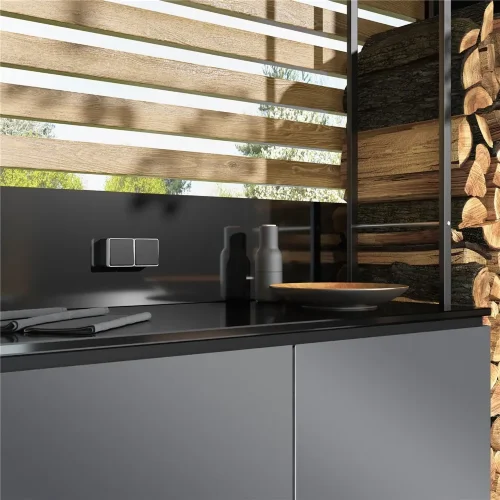 Выключатель одноклавишный влагозащищенный Gallant черный/хром W5010235 - фото 3