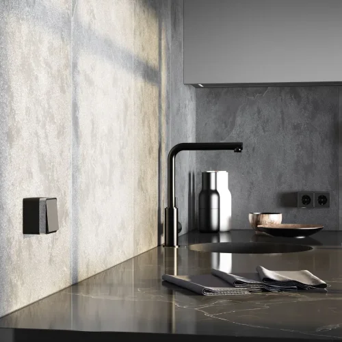 Выключатель одноклавишный влагозащищенный Gallant черный/хром W5010235 - фото 4