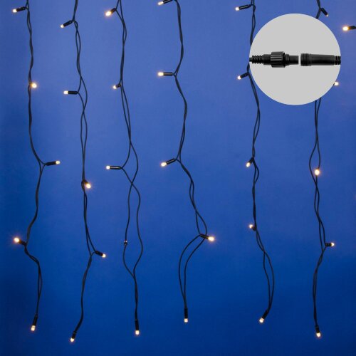 ULD-C2030-240/TBK WARM WHITE IP67 Занавес светодиодный сэффектом мерцания, 3х2м. Соединяемый. 240 светодиодов. Теплый белый свет. Провод черный. - фото