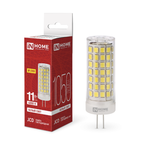 Лампа светодиодная LED-JCD 11Вт 230В G4 4000К 1050Лм IN HOME - Фото