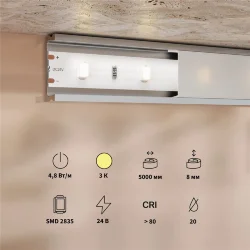 Светодиодная лента Base 24В 2835 4,8Вт/м 3000K 5м IP 20 201165 (Белый)