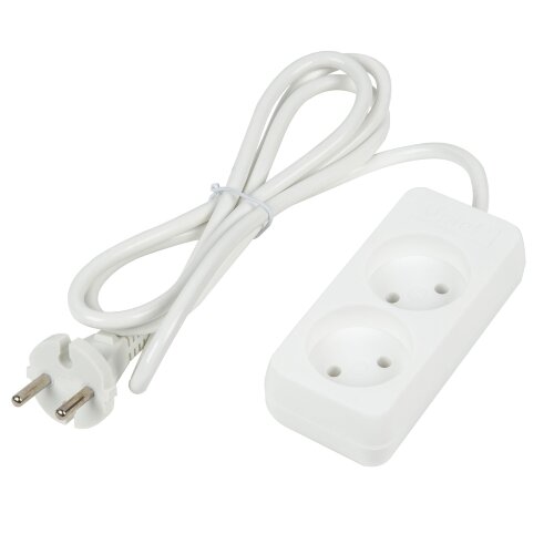 S-CU2-1.5 WHITE Удлинитель серии Ultra, шнур 1.5м., 2 гнезда, 10A, б-з, Белый, TM Uniel - фото 1