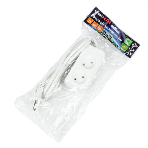 S-CU2-1.5 WHITE Удлинитель серии Ultra, шнур 1.5м., 2 гнезда, 10A, б-з, Белый, TM Uniel - фото 2