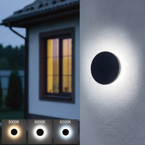 ULU-P35R-15W-3000K+4000K+6500K-D22 IP65 BLACK Светильник светодиодный уличный, Архитектурный накладной, С переключателем цвета свечения, Теплый3000K-Белый4000K-Дневной6500K, Диаметр 22 см, Корпус черный, TM Uniel - фото 5