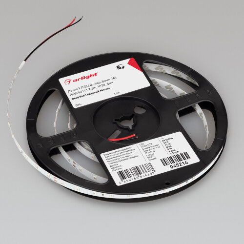 Светодиодная лента FITOLUX-A66-8mm 24V Red660 (11 W/m, IP20, 5m) (Arlight, Открытый) - фото 2