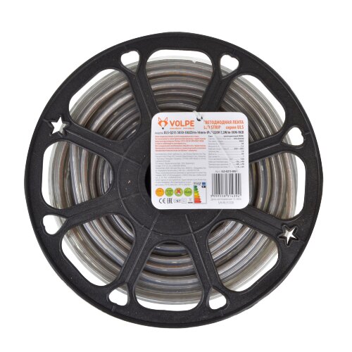 ULS-Q215 5050-30LED-m-14mm-IP67-220V-7.2W-m-50M-RGB Светодиодная гибкая герметичная лента Volpe, В ПВХ трубке, Упаковка бобина 50 м, IP67, Угол излучения 120, Кратность резки 1 м, Многоцветная. - фото 1