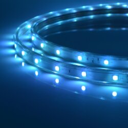 ULS-Q215 5050-30LED-m-14mm-IP67-220V-7.2W-m-50M-RGB Светодиодная гибкая герметичная лента Volpe, В ПВХ трубке, Упаковка бобина 50 м, IP67, Угол излучения 120, Кратность резки 1 м, Многоцветная.