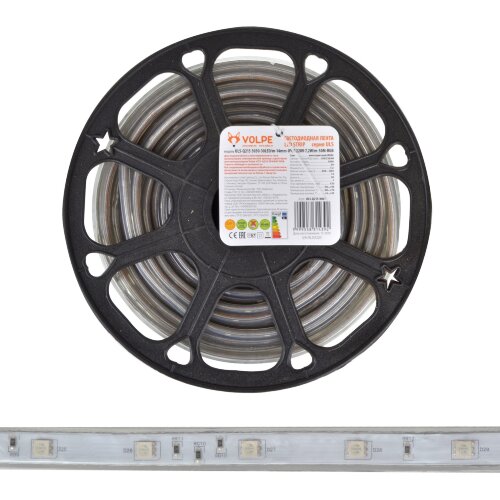 ULS-Q215 5050-30LED-m-14mm-IP67-220V-7.2W-m-50M-RGB Светодиодная гибкая герметичная лента Volpe, В ПВХ трубке, Упаковка бобина 50 м, IP67, Угол излучения 120, Кратность резки 1 м, Многоцветная. - фото 9