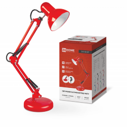 Светильник настольный под лампу на основании + струбцина СНО 15К-E27 230В КРАСНЫЙ IN HOME