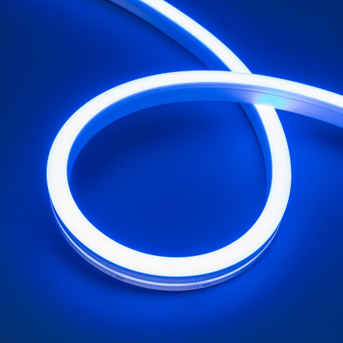 Светодиодная лента герметичная MOONLIGHT-SIDE-A140-12x17mm 24V Blue (8 W/m, IP67, 5m, wire x2) (Arlight, Вывод боковой, 3 года) 038799 - фото