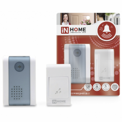 Звонок беспроводной ЗБ-2 32 мелодии 120м с цифровым кодированием с кнопкой БЕЛО-СЕРЫЙ IN HOME