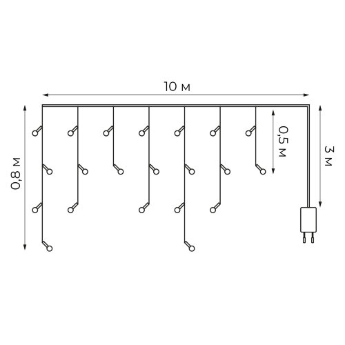 ULD-B10008-480-TTK WARM WHITE IP44 Бахрома светодиодная с эффектом мерцания, 10м, Соединяемая, 480 светодиодов, Теплый белый свет, Провод прозрачный - фото 9