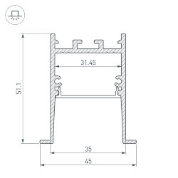 Профиль SL-COMFORT-4551-F-2000 ANOD (Arlight, Алюминий)