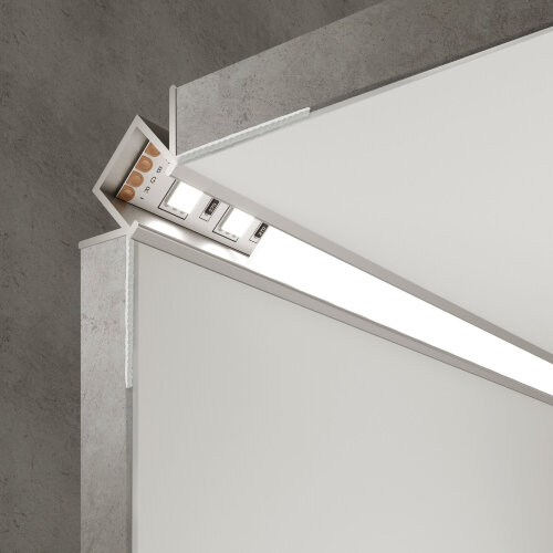 Встраиваемый угловой алюминиевый профиль (внутренний угол) для светодиодной ленты - фото 1