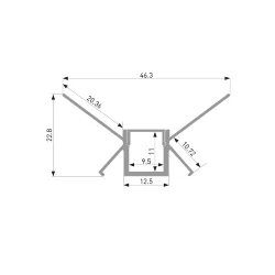Встраиваемый угловой алюминиевый профиль (внутренний угол) для светодиодной ленты LL-2-ALP014 (053634)