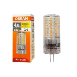 Лампа светодиодная 4.5W/2700K (=100W) G4 170-250V | 580Lm d18x50 | - OSRAM