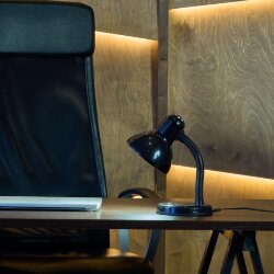 TLI-225 BLACK E27 Светильник настольный, Цоколь Е27, Механический выключатель, Черный.