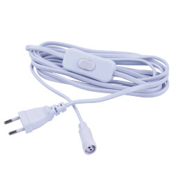 UCX-PT2-T70-300-B WHITE 1 STICKER Провод для подключения светильника ULT-P7x к сети 220В, 300 см, с кнопкой включения, Белый