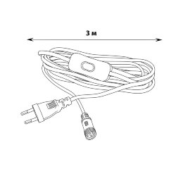 UCX-PT2-T70-300-B WHITE 1 STICKER Провод для подключения светильника ULT-P7x к сети 220В, 300 см, с кнопкой включения, Белый