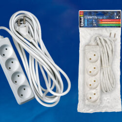 S-CD4-5 Удлинитель Uniel серии Стандарт, б-з, 4 гн., шнур 5 м