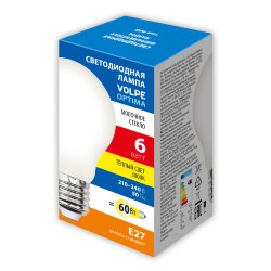 LED-A60-6W-3000K-E27-FR-SLF Лампа светодиодная, Форма A, матовая, Теплый белый свет 3000K