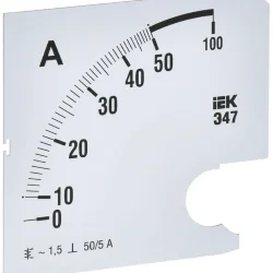 Шкала сменная для амперметра Э47 50/5А-1.5 96х96мм IEK IPA20D-SC-0050