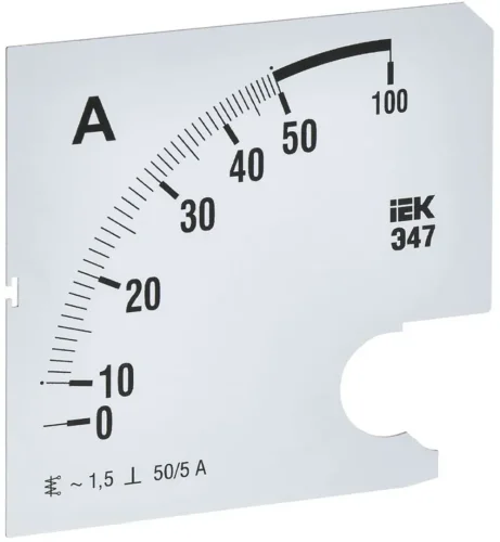 Шкала сменная для амперметра Э47 50/5А-1.5 96х96мм IEK IPA20D-SC-0050 - фото