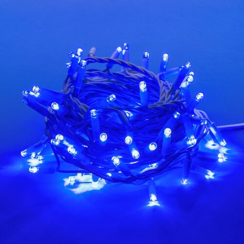 ULD-S1000-120-DWA BLUE IP67 Гирлянда светодиодная с контроллером, 120 светодиодов, 10 м, синяя, IP67, провод белый - фото 1