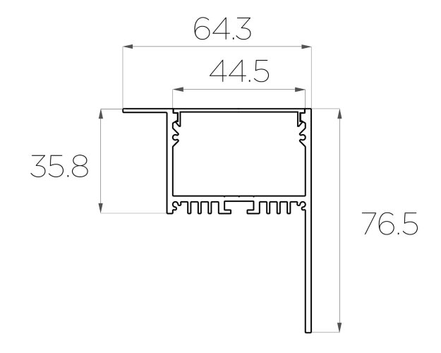 Профиль накладной алюминиевый LC-NKU-7664-2 Anod - фото 3