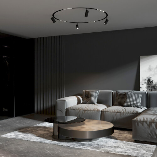 Slim Magnetic Трековый светильник для радиусного шинопровода 12W 4200K Comfi чёрный O 800мм - Фото 3