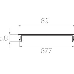 Рассеиватель поликарбонатный для профиля LC-LRM-P68-2 прозрачный