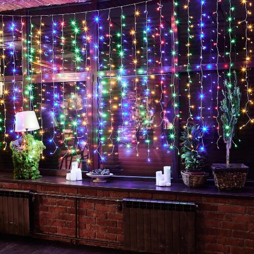 ULD-C3020-384-DTA-RC MULTI IP44 Занавес светодиодный, 3х2м, 384 светодиода, Разноцветный свет, Провод прозрачный, Пульт ДУ в-к, TM Uniel - фото 7