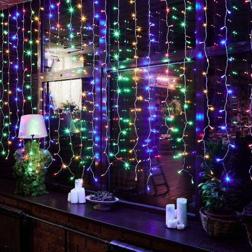 ULD-C3020-384-DTA-RC MULTI IP44 Занавес светодиодный, 3х2м, 384 светодиода, Разноцветный свет, Провод прозрачный, Пульт ДУ в-к, TM Uniel - фото 8