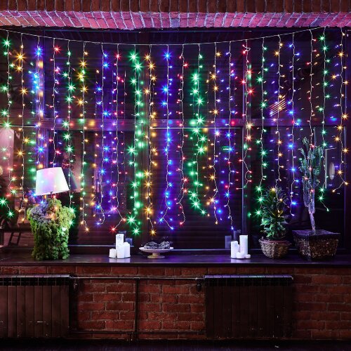 ULD-C3020-384-DTA-RC MULTI IP44 Занавес светодиодный, 3х2м, 384 светодиода, Разноцветный свет, Провод прозрачный, Пульт ДУ в-к, TM Uniel - фото 9