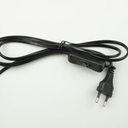 UCX-C11-02A-170 BLACK Сетевой шнур с вилкой и выключателем, 2А, 500Вт, 1.7м, Черный