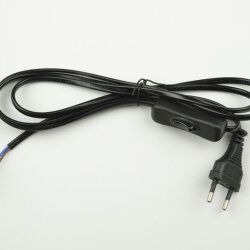 UCX-C11-02A-170 BLACK Сетевой шнур с вилкой и выключателем, 2А, 500Вт, 1.7м, Черный