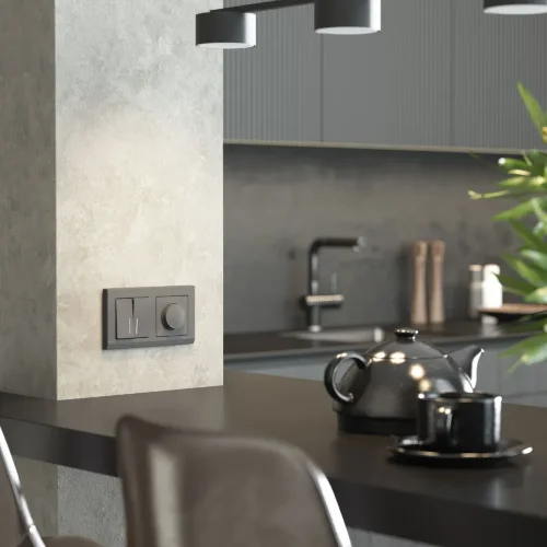 Выключатель двухклавишный с подсветкой (графит матовый) W1120164 - фото 3