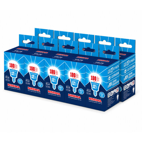 LED-G60-12W-4000K-E14-FR-NR SET10 Лампа светодиодная, Форма шар, матовая, Серия Norma, Белый свет 4000K, Картон, Упаковка 10 штук - фото 1